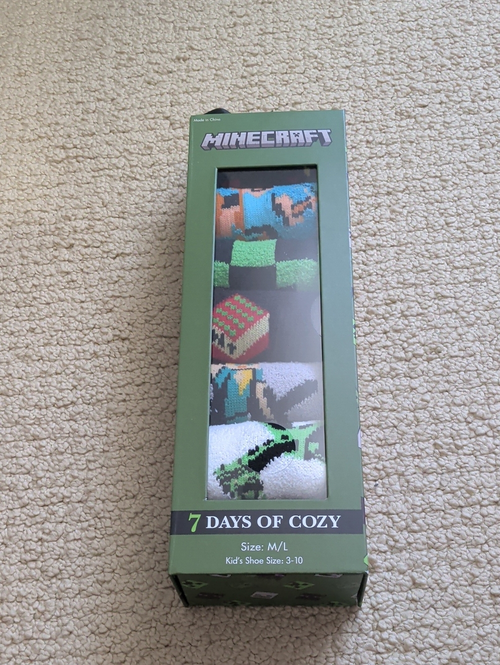 Minecraft Kids' 7 Days of Cozy Socks - Green Multi